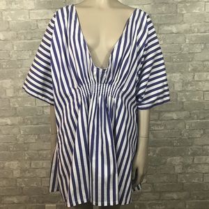 Onia Alessandra Striped Plunging Swim Coverup